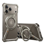 Metal Frameless Case for iPhone 17 Pro/Pro Max/17 Air Phone Case with 360° Rotatable Stand Magsafe Protective Shockproof