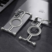 Metal Magnetic Phone Case for Samsung Galaxy S24 Ultra Frameless Phone Protective Cover Wireless Charging Cell Bumper