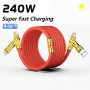 240W 4-in-1 Charging Cable 1.68m USB A/C to C/Lightning w/ Light for iPhone 17 16 15/MacBook Air/iPad/Samsung/Switch 2 - NeoFrame