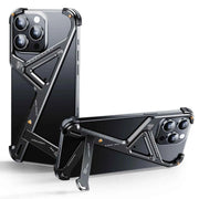 Aluminum Alloy Metal Frameless Phone Case for iPhone with Stand
