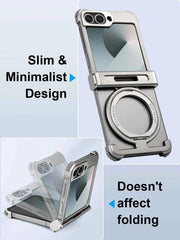 Phone Case for Samsung Galaxy Z Flip 6 with 360° Rotatable Stand Metal Magnetic Frameless Protective Cover Shockproof