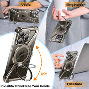 Metal MagSafe Case for iPhone — Bezel-less Magnetic Bumper with 360° Ring Holder