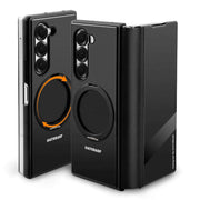 Magsafe Metal Flip Phone Case for Samsung Galaxy Z Fold 5/6 Full Coverage Protection Cover Kickstand Magnetic Ring