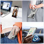 Metal Frameless for Samsung Galaxy S24/S25 Ultra Phone Case with 360° Rotatable Stand Magsafe Shockproof Protective Cover
