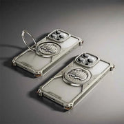 Metal Frameless Phone Case for iPhone with 360° Rotate Stand Bat Shape Fingertip Gyro Bumper Protective