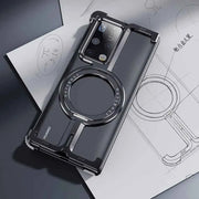 For Huawei Mate X2/X3/X5/X6 Phone Case with 360°Rotate Ring Stand Magsafe Metal Frameless Case Bumper Protective Cover