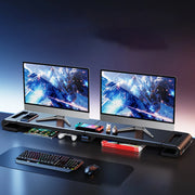 Dual Monitor Stand Riser Height Adjustable Laptop Desktop Organizer Stand with Phone Tablet Holder For Computer Laptop - NeoFrame