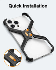 Metal Frameless Phone Case for iPhone X-Shape Aluminum Alloy Slim Shockproof Bumper Protective Cover