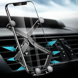 Gravity Car Phone Holder Metal GPS Phone Mount Support For iPhone 13 12 Pro Max Xiaomi Redmi Car Air Vent Clip Stand - NeoFrame