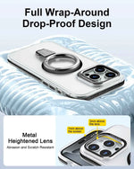 iPhone  Phone Case with Magsafe 360°Rotatable Magnetic Ring Stand Transparent Bumper Protective Cover