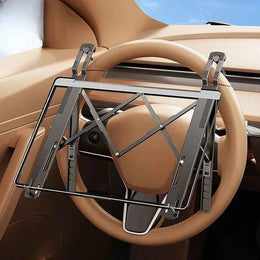Metal Car Steering Wheel Laptop Stand Portable Foldable 5-Level Adjustable Laptop Bracket Tablet Holder Car Accessories