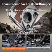 Phone Case for Huawei Pura 70 Ultra with 360° Rotatable Stand Wooden Metal Frame Shockproof Magnetic Protective Cover