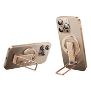 2-in-1 Metal Magnetic Phone Holder & Genuine Leather Ring Strap Foldable Adjustable Phone Stand Universal for iPhone - NeoFrame