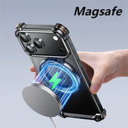 Metal Frameless Case for iPhone 17 Pro/Pro Max/17 Air Phone Case with 360° Rotatable Stand Magsafe Protective Shockproof