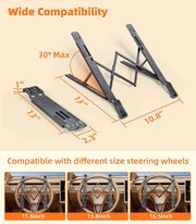 Metal Car Steering Wheel Laptop Stand Portable Foldable 5-Level Adjustable Laptop Bracket Tablet Holder Car Accessories