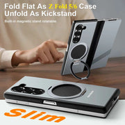 For Samsung Galaxy Z Fold 5/6 Phone Case Metal Flip Full Coverage Protective Cover with 360° Rotation Magsafe Kickstand