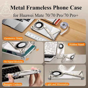 Metal Frameless for Huawei Mate 60/70/70 Pro/70 Pro+ Phone Case with 110° Adjustable Stand Shockproof Protective Cover