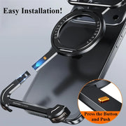Metal Frameless Case for iPhone 17 Pro/Pro Max/17 Air Phone Case with 360° Rotatable Stand Magsafe Protective Shockproof