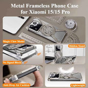 Magic Claw Phone Case for Xiaomi 15/15Pro Metal Frameless Magnetic Protective Cover with 360° Rotatable Stand Shockproof