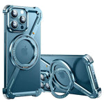 Metal MagSafe Case for iPhone — Bezel-less Magnetic Bumper with 360° Ring Holder
