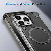 Magnetic Leather Phone Case for iPhone with 360° Rotatable Ring Stand Premium Luxury Dropproof Slim Cover