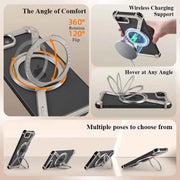 Metal Frameless Magnetic Phone Case for iPhone with 360°Rotate Stand Shockproof Protective Cover