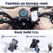Universal Bike Phone Holder Mount for 4.7 - 7” Phones 360° View Shockproof Bicycle