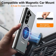 For Samsung Galaxy Z Fold 5/6 Phone Case Metal Flip Full Coverage Protective Cover with 360° Rotation Magsafe Kickstand
