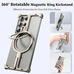 Frameless Phone Case for Samsung Galaxy S25 Ultra Magnetic Wireless Charging Phone Back Cover Shockproof Bumper Ring