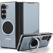 For Samsung Galaxy Z Fold 5/6 Phone Case Metal Flip Full Coverage Protective Cover with 360° Rotation Magsafe Kickstand