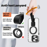 Phone Case for iPhone Dropproof Phone Cover w/ 360° Rotate Magsafe Ring Stand Bumper Silicone Lanyard