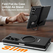 Magsafe Metal Flip Phone Case for Samsung Galaxy Z Fold 5/6 Full Coverage Protection Cover Kickstand Magnetic Ring