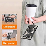Metal Frameless Magnetic Phone Case for iPhone with 360°Rotate Stand Shockproof Protective Cover