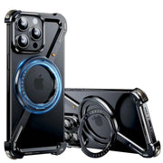 Metal MagSafe Case for iPhone — Bezel-less Magnetic Bumper with 360° Ring Holder