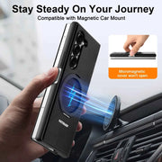 Magsafe Metal Flip Phone Case for Samsung Galaxy Z Fold 5/6 Full Coverage Protection Cover Kickstand Magnetic Ring