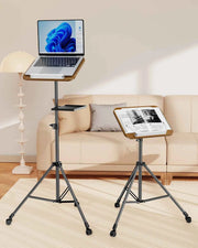 Portable Laptop Stand Tripod Floor Adjustable Height Projector Reading Tripod Stand with Tray Wheels Movable for Office