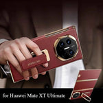 Genuine Leather Phone Case for Huawei Mate XT Ultimate Case with Stand 360° Rotation Full Cover Shockproof XT Phone Case
