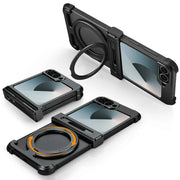 Phone Case for Samsung Galaxy Z Flip 6 with 360° Rotatable Stand Metal Magnetic Frameless Protective Cover Shockproof