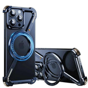 Metal MagSafe Case for iPhone — Bezel-less Magnetic Bumper with 360° Ring Holder