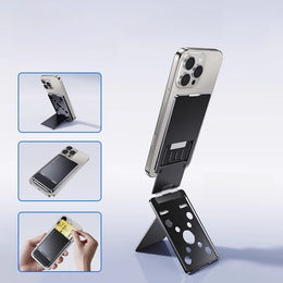 Aluminum Alloy Magnetic Card Holder Phone Stand Mount Metal Ultra-Thin Portable Foldable Card Holder for iPhone Samsung - NeoFrame
